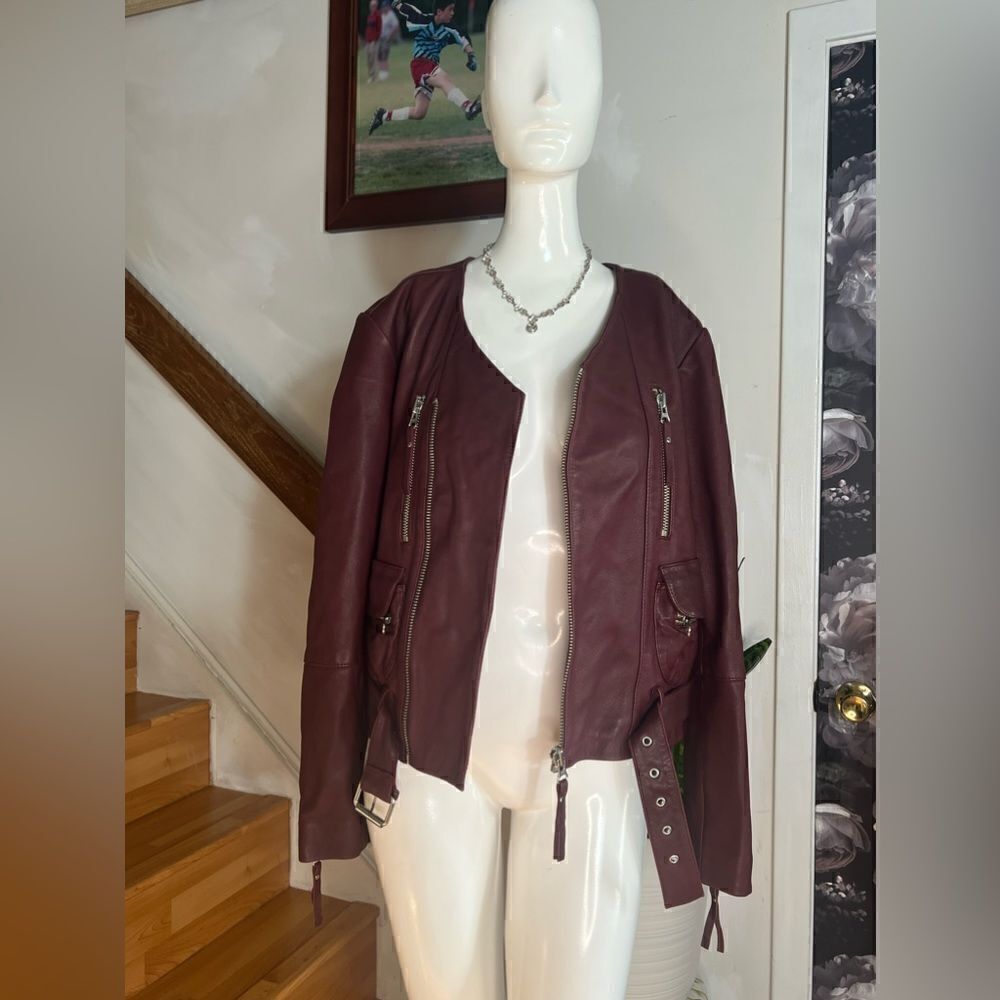 Free People Victory Leather Moto Jacket/Size M - Picture 6 of 12